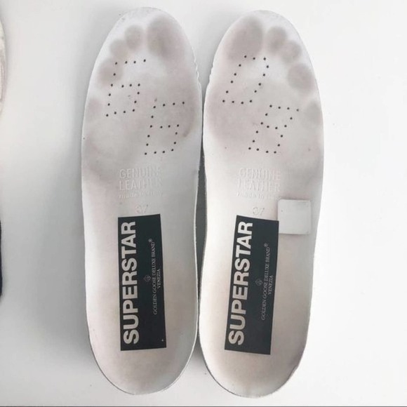 GOLDEN GOOSE Superstar Black Velvet Blue Glitter Star Lace Up Sneakers Size US 7 - Picture 12 of 14